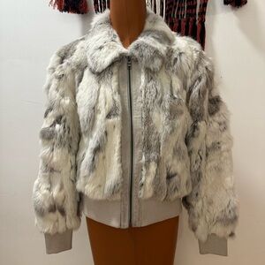 Women's Rabbit Fur Jacket - Gray